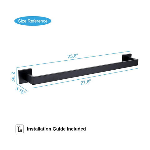 Heavy Duty 23.6 Inch Black Stainless Steel Towel Bar Rack For Bathroom And Kitchen Rustproof SUS 304 Wall Mount Towel Holder With Screws