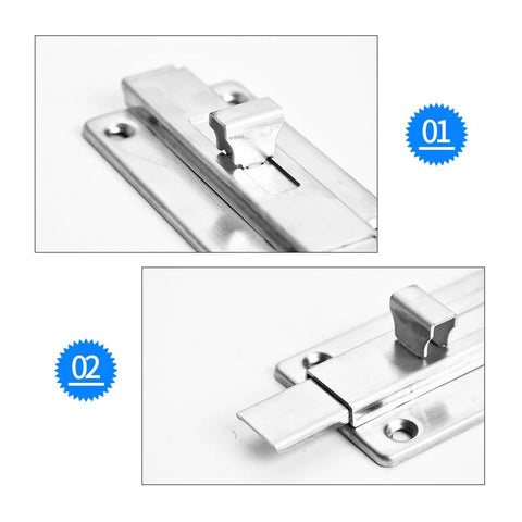 Sturdy Stainless Sliding Barrel Bolt Lock for Cabinets, Gates, and Outdoor Enclosures; Double-Ended Latch, Weatherproof, bottom view