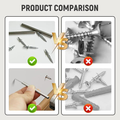 Product comparison of Hassle Free Double Headed Skirting Nails And Seamless Baseboard Screws Designed For Non Marking Trim Work, highlighting features.