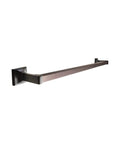 Built Tough Oil Rubbed Bronze Bathroom Hardware Set Wall Mounted Five Piece Kit 24 Inch Towel Bar, side angle view.