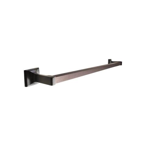 Built Tough Oil Rubbed Bronze Bathroom Hardware Set Wall Mounted Five Piece Kit 24 Inch Towel Bar, side angle view.