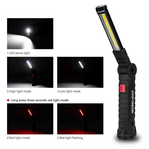 Two Pack Rechargeable LED Work Lights With Magnetic Base 360 Degree Rotation Foldable Durable Rubber And Aluminum Multi Mode Illumination For Repairs And Outdoors Ideal Gift For Men And Handy Dudes