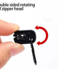 Close-up of double-sided slider from Zipper Repair Kit Six Piece Set With Three Slider Sizes 3 5 And 8 And Double Sided Sliders For Quick No Sew Fix On Jackets Luggage And Backpacks For DIY Home And Outdoor Use.