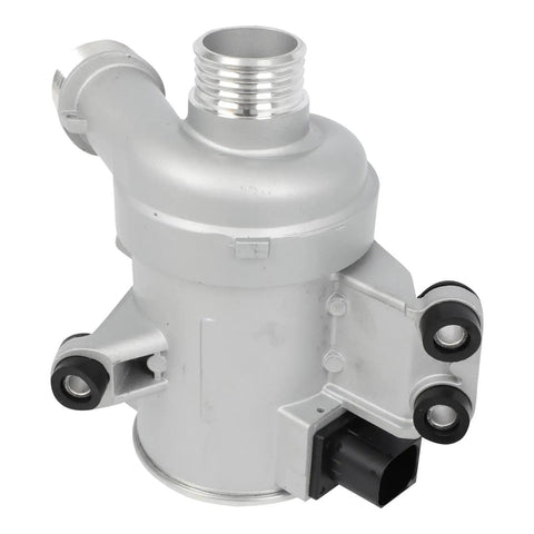 No Sweat Electric Water Pump For Volvo S60 Xc60 Xc90 V60 V90 2.0L Cars And Crossovers 2015 To 2019 metallic coolant pump side view.