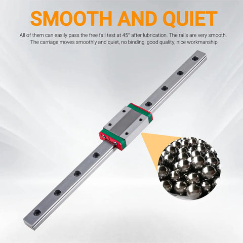 MGN9 Linear Rail Guide 400mm With MGN9 H Type Linear Bearing Sliding Block for CNC XYZ DIY Engraving Machine shown horizontally