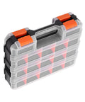 Heavy Duty Parts Storage Box With Removable Grid Compartments For Easy Tool Organization, Pro Grade PP Case, Double-Sided 32x27x8