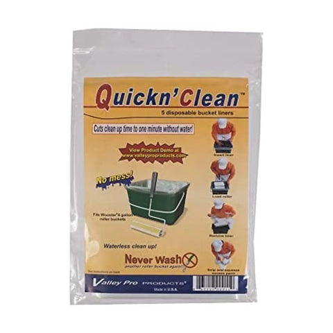 Package of R471 4G Quickn Clean Bucket Liner 4 Gallon for Mess Free Paint Jobs showing disposable liners and instructions