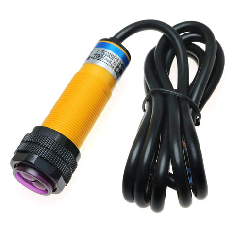 Infrared Photoelectric Sensor Switch DC 6 to 36V Three Wire NPN Normally Open with 7 to 30 cm Sensing, cable coiled