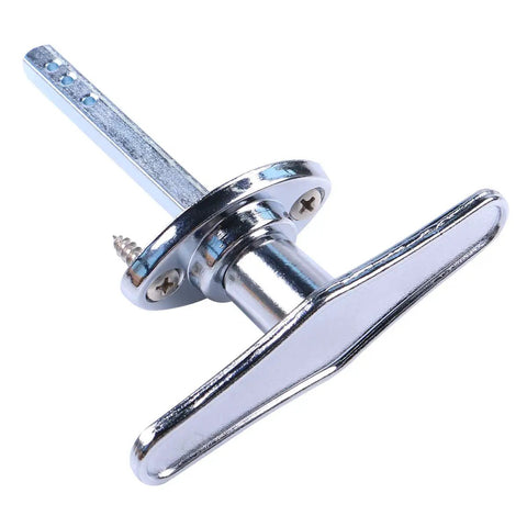 Chrome Plated Dummy T Handle Garage Door Lock Kit No Keys Non Locking With Inside And Outside Mounting Handles Installation Hardware Included Fits Many Brands