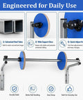 No Sweat Wall Mounted Bubble Wrap Dispenser And Foam Cushion Roll Holder with galvanized steel tubes and wide support discs.
