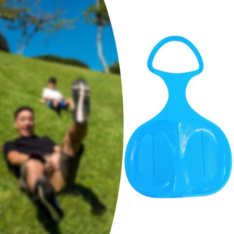Blue Snow Sled For Kids And Adults, Downhill Toboggan Sledge For Winter Fun, Flexible PP Plastic with non slip seat and handle