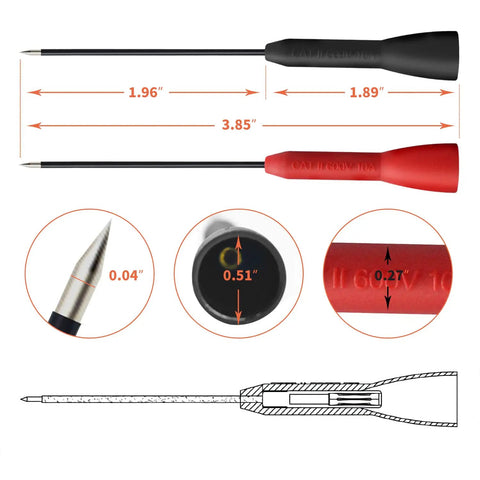 4 Pack 2mm Extended Needle Test Probes For Multimeters 600V 10A Non Destructive Probes High Sensitivity And Accuracy Ready For 2mm Connectors Durable Leads For Tl71 Tl75 Style Test Leads