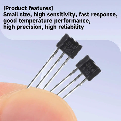 Top Shelf A3144 Hall Effect Sensors 20 Pack 3 Pin Magnetic Detector for Arduino DC 4V to 24V small sensors held between fingers