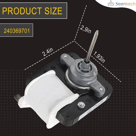 Refrigerator Evaporator Fan Motor For Frigidaire Kenmore Fridges Replaces AP4700070 shown with dimensions 2.9in x 2.4in x 1.93in