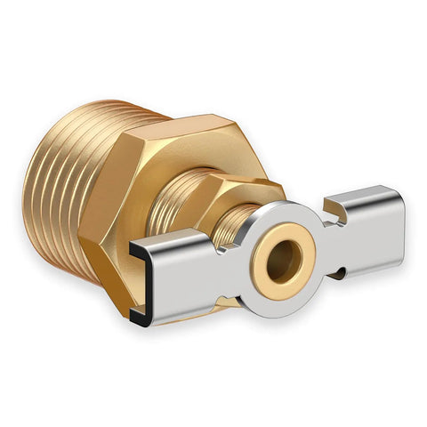Heavy Duty Half Inch RV Water Heater Drain Valve Replacement with durable brass construction and PTFE tape for RVs and travel trailers