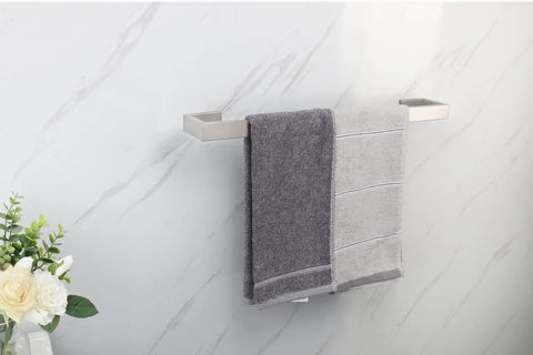 Square Base Wall Mounted Towel Rack, Heavy Duty 20 Inch Towel Bar in Brushed Nickel, SUS304 Stainless Steel, towels hanging