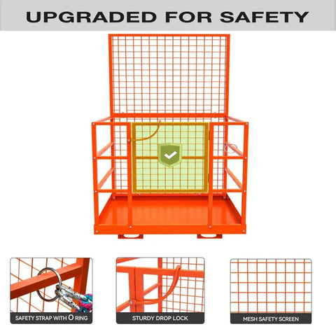 Badass Rated Forklift Safety Cage And Heavy Duty Man Basket For Front End Loaders, showing sturdy construction and safety features.