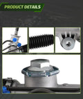 Details of hydraulic power steering rack and pinion assembly for 2WD front steering replacement for 1999 2006 Chevrolet Silverado 1500.