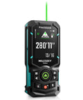 Green Beam Laser Distance Meter S50 with 2.4 Inch IPS Backlit Display and bright green laser beam, model showing 280'11'' measurement.