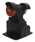 Omquot Cordless Mini Bench Grinder With Powerful Brushless Motor For Polishing And Sharpening Metals featuring black housing and dual grinding wheels.