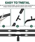 Instructional diagram for using Garage-Ready Car Vacuum Hose Kit Set With 6 Five-Foot Hoses And 113 Connectors for easy installation.