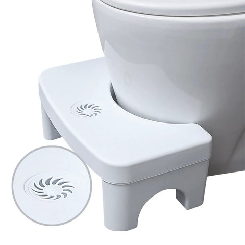 7 Inch Height Toilet Stool For Adults, sturdy bathroom squat stool placed by toilet, with fragrance slot detail, white color