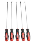 Cool Extended Long Blade Screwdriver Kit With 5 Torx Bits And Magnetic Tips For Auto Repair Electronics Reach Deep Recessed Screws Smooth Ergonomic Handle T15 To T30 Size, 5 drivers on white