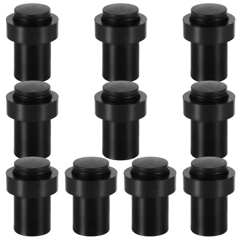 Set Of 10 Floor And Wall Mounted Door Stops With Rubber Bumpers, Cylindrical Stainless Steel Door Holders For Home And Office
