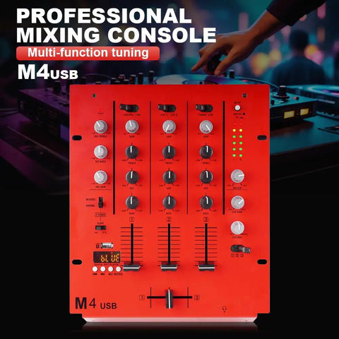 4 Channel DJ Mixer With Bluetooth And USB Audio Crossfader 3 Band EQ Gain Control And Cue Monitor for professional use