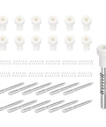 Premium Heavy Duty 12 Pack Window Screen Plunger Latches With Coiled Springs And Protective Caps rustproof aluminum and white plastic pieces