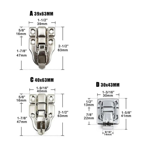 Two Pack Metal Toggle Hasp Latches Hardware With Screws Heavy Duty Iron Locking Clasps dimensions and sizes illustration