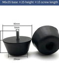 Two pieces of 40 Pack Adjustable Rubber Feet Pads M6 M8 With Screws For Tables And Chairs, showing dimensions and rubber base.