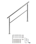 Heavy Duty 4 Step Outdoor Handrail With Balusters Bulletproof 304 Stainless Steel Stair Railing For Exterior Steps And Porch Safety Slick Silver Finish with installation hardware.