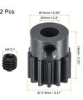 Two Pack 32P Hardened Pinion Gear With 5mm Shaft 13T Carbon Steel for RC car, boat, drone upgrade; detailed dimensions shown