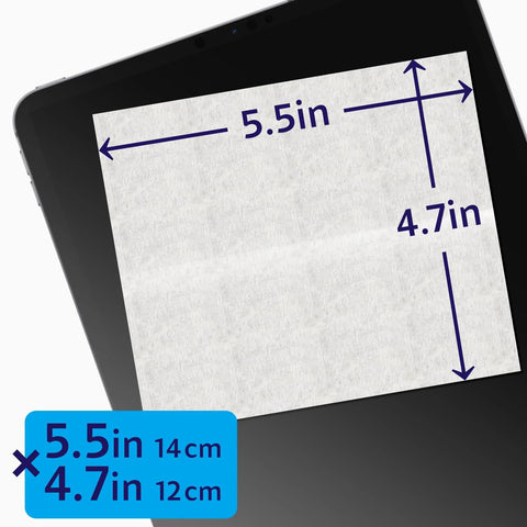 Eyeglass lens wipes, front view: 200 pre-moistened wipes; sheet size 5.5 x 4.7 in.
