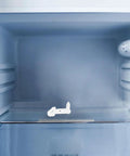 Awesome Fridge Door Stop Latch That Kills Noise And Stops Bumps With A Tough Plastic Clip on a refrigerator shelf.