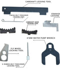 All-In-One Camshaft Alignment And Timing Tool Kit For GM 16V 1.4L 1.6L 1.8L Engines, Includes 41mm Water Pump Wrench, various tools displayed