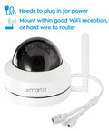 2K HD Dome PTZ Wireless Security Camera With Auto Tracking And Audio Indoor Outdoor WiFi Surveillance, power cables attached.