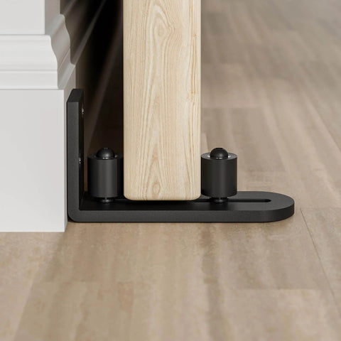 Sliding Barn Door Bottom Floor Guide With Wall Mounted Rollers, Adjustable Stay Roller And Ball Bearings, flat bottom design
