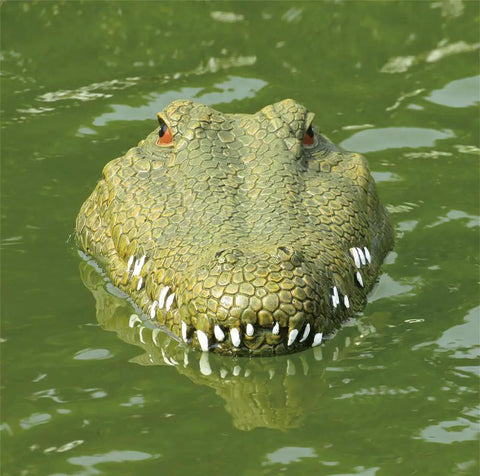 Flytec V002 RC Boat With Two Four G Remote Control Electric Racing Boat For Pools Realistic Crocodile Head Design floating in water