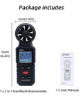 3 In 1 Handheld Wind Meter With Backlight, Ultra Accurate Wind Speed And Temperature Readouts With Beaufort Scale, Perfect For HVAC Pros, Sailing, Fishing, Outdoor Adventures, And Indoor Or Outdoor Use, 16cm anemometer with manual