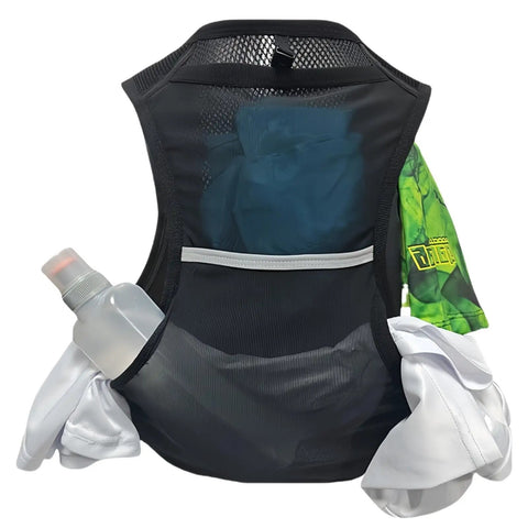 Hydration Chest Pack Dope For Trail Cycling And Racing Water Bladder Bag with filled rear storage pockets and front bottle pocket