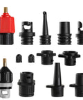 Inflatable SUP Pump Adaptor Pro Grade All In One Kit with 2 Adapters and 9 Nozzles for Paddle Boards and Boats