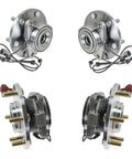 Front And Rear Wheel Hub And Bearing Assembly Kit Heavy Duty For Infiniti QX56 2004 2007 Nissan Armada 2005 2007 Pathfinder Armada 2004 432021LA0A BHA86484 Includes Two Front Hubs And Two Rear Hubs, showing top and side views of assemblies.