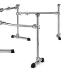 Curved Three Sided Drum Rack With Four Heavy Duty T Legs And Straight Up Secure Multi Clamp Mounts For Killer Pro Gig Rig Setup.