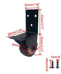 2 Pack Black Side Mount Casters With L Plate 2 Inch Fixed Non Swivel Wheels Silent Replacement For Luggage Furniture Doors Gates Includes 10 Mounting Screws Iron Rubber Construction