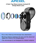 100x Phone Micro Lens With LED Light For Smartphone Macro And Microscope Go To Pro Grade Optical Glass Lens For Clear Close Up Shots And Microscale Imaging On The Go, black clip-on