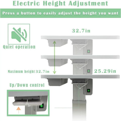 Electric height adjustment feature of Heavy Duty Motorized Optometry Lift Table Boasting Slick Electric Height Adjustment Compatible With Slit Lamps And Auto Refractometers For Modern Eye Care Offices.