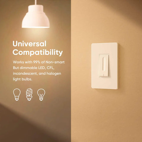 4 Pack Smart Dimmer Switch For Alexa And Google Home No Brainer Setup Neutral Wire Required 2.4GHz WiFi on beige wall