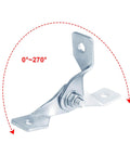 Front view of Six Pack Adjustable Hinges For One And Five Eighths Inch Strut Channel Made Of Low Carbon Steel With Electro Galvanized Finish